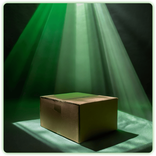 Firefly shipping box, full size, in the style of neo-pop sensibility, hallyu, green rays coming out -1