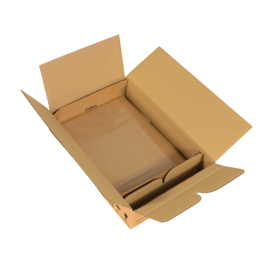 Empty open laptop transport box showing internal structure